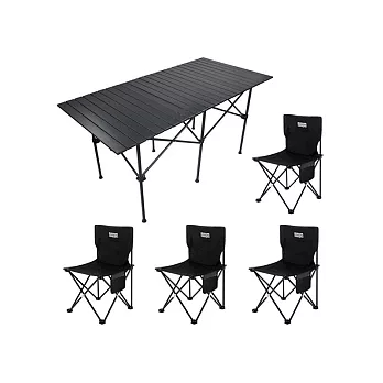 Besthot 戶外露營便攜式桌椅五件組－贈桌椅收納袋  曜黑