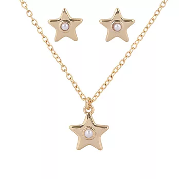 COACH 水鑽鑲飾星星造型項鍊+耳環組 (金色)