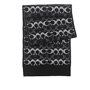 COACH 滿版CC Logo 羊毛及金屬纖維圍巾 (黑色)