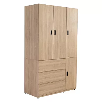 IDEA-MIT寢室傢俱4X7尺三抽木衣櫃/兩色可選 暖棕原木