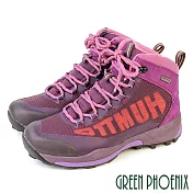 【GREEN PHOENIX】女 登山鞋 休閒靴 休閒鞋 運動鞋 高筒 抓地力 吸震減壓 透氣 真皮 綁帶 EU37 紫色