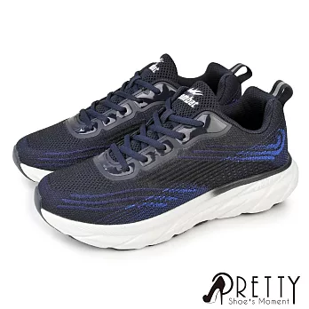 【Pretty】男 運動鞋 休閒鞋 綁帶 輕量 厚底 JP25.5 藍色