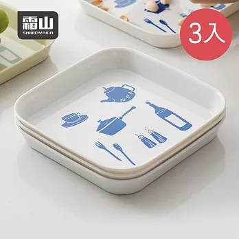 【日本霜山】北歐印花風方形餐碟/點心盤-3入- 白