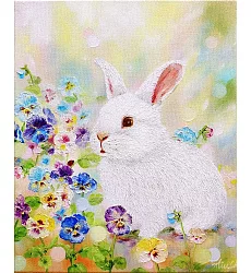 【玲廊滿藝】Miu.ch-三色堇裡的小兔子27x22cm