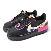 Nike 休閒鞋 Wmns AF1 Shadow 女鞋 解構 拼接 雙勾 笑臉 黑 粉紅 CU4743-001