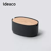 【日本ideaco】砂岩淺型橢圓形收納盒(小)- 沙黑