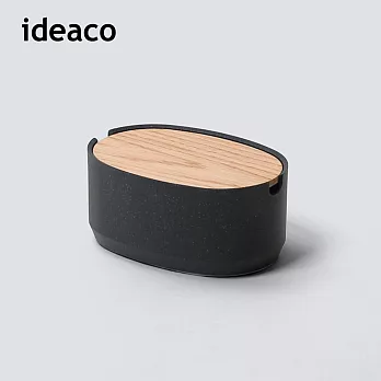 【日本ideaco】砂岩淺型橢圓形收納盒(小)- 沙黑