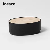 【日本ideaco】砂岩淺型橢圓形收納盒(大)- 沙黑