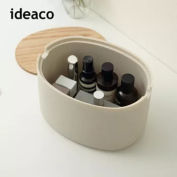 【日本ideaco】砂岩深型橢圓形收納盒(大)- 沙白