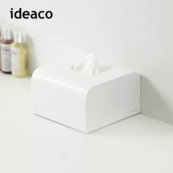【日本ideaco】方形圓角磚磨砂餐巾紙盒- 白(磨石款)