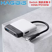 HAGiBiS海備思 Switch便攜底座 視訊採集卡/HDMI/PD100W 黑白色