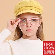 seoul show首爾秀 Q腿小方形兒童可換近視片輕盈平光眼鏡 8242  粉色