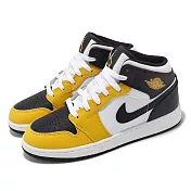Nike 休閒鞋 Jordan 1 Mid Yellow Ochre GS 大童 女鞋 黃 黑 撞色 AJ1 DQ8423-701