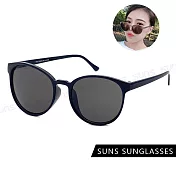 【SUNS】抗UV太陽眼鏡 時尚韓版圓框質感墨鏡 男女適用經典款 抗UV400 S30 黑灰色