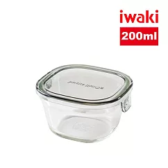 【iwaki】日本品牌耐熱玻璃微波盒─200ml 方蓋/灰色(原廠總代理)