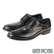 【GREEN PHOENIX】男 紳士鞋 商務鞋 德比鞋 皮鞋 真皮 綁帶 EU42 黑色