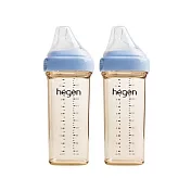 【hegen】金色奇蹟PPSU多功能方圓型寬口奶瓶 330ml 雙瓶組 - 沁藍