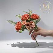 【Floral M】英倫復古玫瑰花束焦糖橙仿真花花材（1入/組）