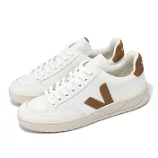 Veja 休閒鞋 V-12 Leather 女鞋 白 棕 皮革 帆布 經典小白鞋 XD0202322A