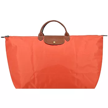LONGCHAMP LE PLIAGE系列短把再生尼龍摺疊水餃旅行袋(中)  橙