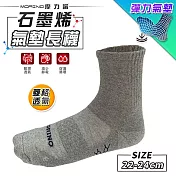 【MORINO摩力諾】MIT石墨烯菱格透氣氣墊3/4長襪 M-灰色