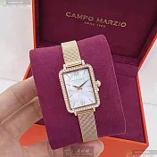 CAMPO MARZIO凱博馬爾茲精品錶,編號：CMW0007,20mm, 26mm方形玫瑰金精鋼錶殼貝母錶盤米蘭玫瑰金色錶帶