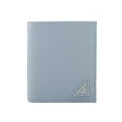 PRADA 三角牌Logo防刮皮革對開零錢袋短夾 (天藍色)