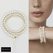SHASHI 紐約品牌 Miller Pearl 淡水珍珠項鍊X淡水珍珠三層手鍊 2用