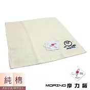 【MORINO摩力諾】MIT-可愛動物純棉刺繡方巾/手帕  綿羊 黃色