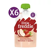 【英國Little Freddie】寶寶果昔-蘋果草莓香蕉100gX6
