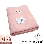 【MORINO摩力諾】MIT純棉可愛動物刺繡浴巾 兔子 粉色