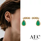 AEC PARIS 巴黎品牌 白鑽綠瑪瑙耳環 金色小水滴耳環 STUDS ROMA