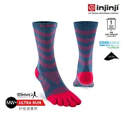injinji 女 Ultra Run終極系列五趾中筒襪 XS-S 莓果紅
