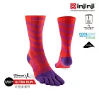injinji 女 Ultra Run終極系列五趾中筒襪 M-L 華麗紅紫
