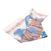 HERMES Cliquetis 釦環及繩索圖案絲質方巾(90 x 90) (白色/粉紅色/藍色)