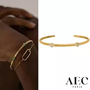 AEC PARIS 巴黎品牌 幸運草白鑽手環 可調式簡約金手環 BANGLE EOLE