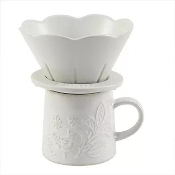 日本 YUKURI 陶瓷咖啡濾杯加馬克杯 白色