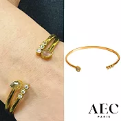 AEC PARIS 巴黎品牌 白鑽拉長石手環 可調式簡約金手環 BANGLE SITA