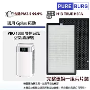 適用Gplus G-plus拓勤PRO-1000 PRO1000雙側進風空氣清淨機活性碳HEPA二合一濾網濾芯(2入組)