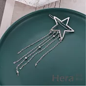 【Hera】赫拉 鏤空五角星流蘇邊夾/髮夾/髮扣 銀色