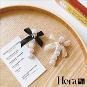 【Hera赫拉】韓式複古氣質珍珠蝴蝶結髮夾一字夾少女側邊夾髮飾-兩款 H202108303 米白