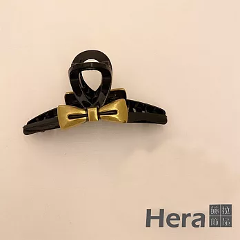 【Hera赫拉】韓國金屬氣質蝴蝶結爪夾 H111031405 黑底金色