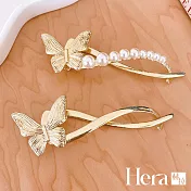 【Hera赫拉】純金蝴蝶8字馬尾夾 L111080306 珍珠金色