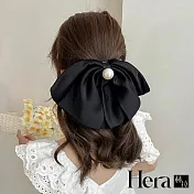 【Hera赫拉】韓系大蝴蝶結珍珠馬尾夾 H111100411 黑色