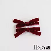 【Hera赫拉】復古甜美絲絨蝴蝶結邊夾 H112020203 酒紅色一對