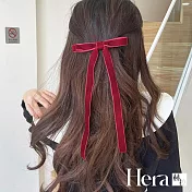 【Hera赫拉】少女絲絨蝴蝶結彈簧夾 H112022109 紅色