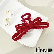 【Hera赫拉】鏤空絲絨蝴蝶結鯊魚夾 H112030702 紅色