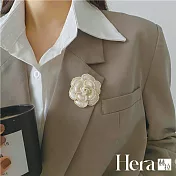 【Hera赫拉】奢華小香風山茶花珍珠胸針 H112051004 白色