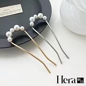 【Hera赫拉】簡約巴洛克U型珍珠髮簪 H112100304 金色
