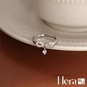 【Hera赫拉】小眾設計時尚個性蝴蝶結戒指 H112122602 白金色